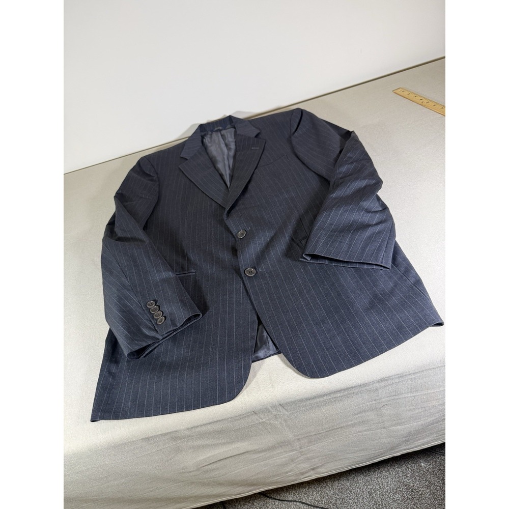 Brooks Brothers Suit Size 42L 36" Waist Black Pleated Pants Pinstripe 2 Piece - Picture 2 of 16